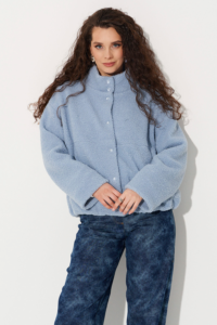 Голубой женский бомбер из барашка — MG Wear