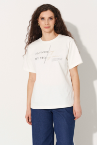 Футболка с принтом молочная — хлопок — MG Wear