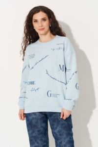 Голубой свитшот из трёхнитки с принтом — MG Wear