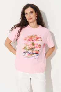 Футболка с принтом розовая — белорусский хлопок — MG Wear