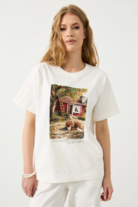 Футболка с принтом молочная — хлопок — MG Wear