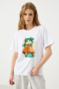 Футболка с принтом белая — хлопок — MG Wear