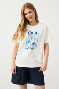 Футболка с принтом молочная — хлопок — MG Wear