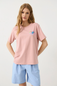 Футболка с принтом пудровая — белорусский хлопок — MG Wear