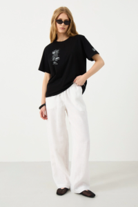 Брюки льняные молочные — белорусский лён — MG Wear