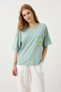 Футболка мятная с карманом — белорусский хлопок — MG Wear